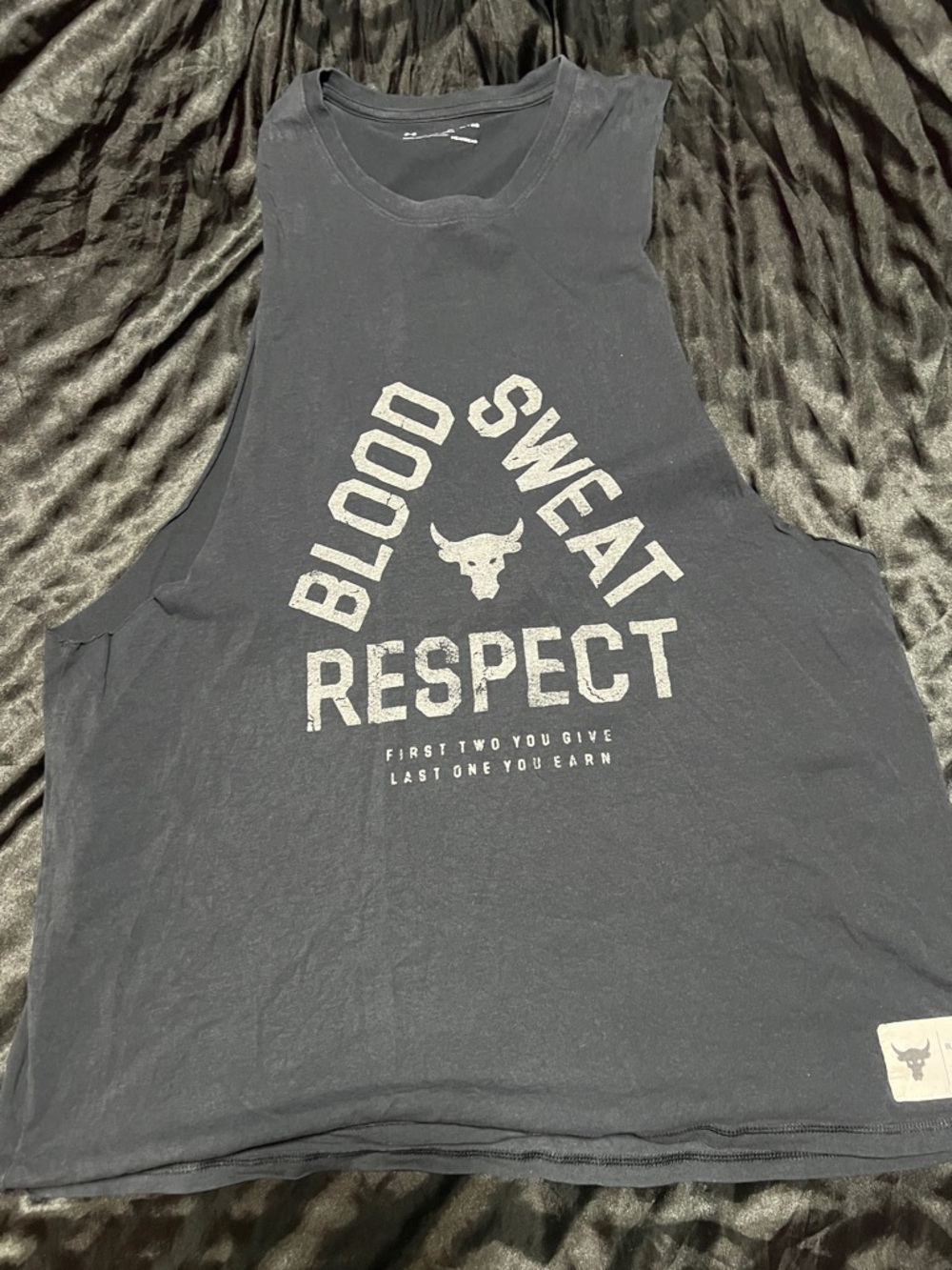 Under Armour Black Muscle Tank Top with Light Gray Graphic